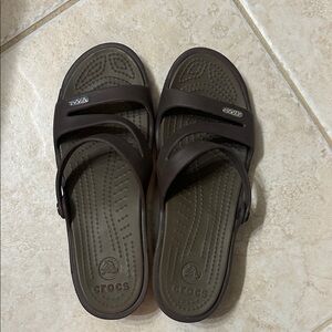 CROCS Dark Brown Slide Sandals